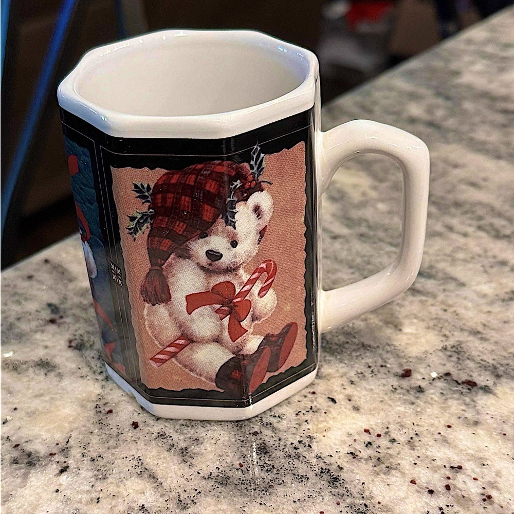 Festive Bear Mug - White and Red